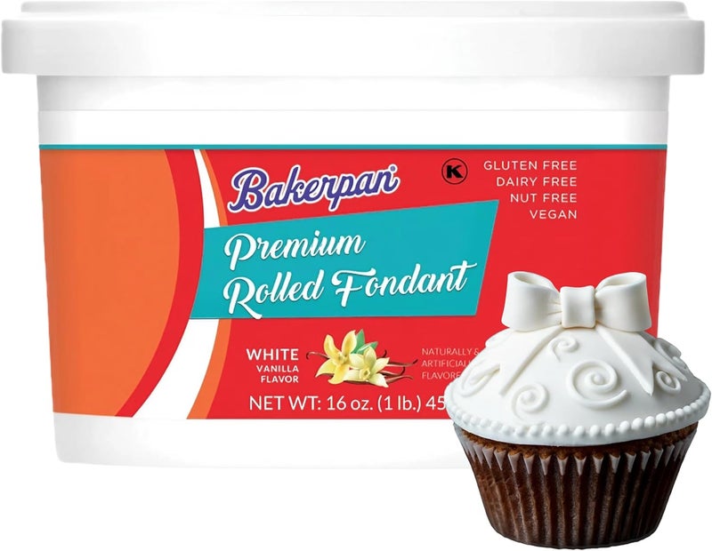 Bakerpan Premium Rolled White Fondant - Vanilla Flavor - Image 1